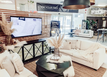 custom Canadian-made sofa display inside Showhome Furniture store