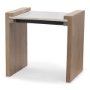 Athens Light Brown Wood w/ White Marble Accent Table - Calgary Furniture Store