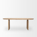 Isla Oval Dining Table w/Light Brown Wood Top & Arched Legs - Calgary Furniture Store