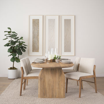 Isla Oval Dining Table w/Light Brown Wood Top & Arched Legs - Calgary Furniture Store