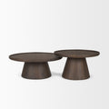 Takoda Dark Brown Wood Tapered Drum Nesting Coffee Tables - Calgary Furniture Store