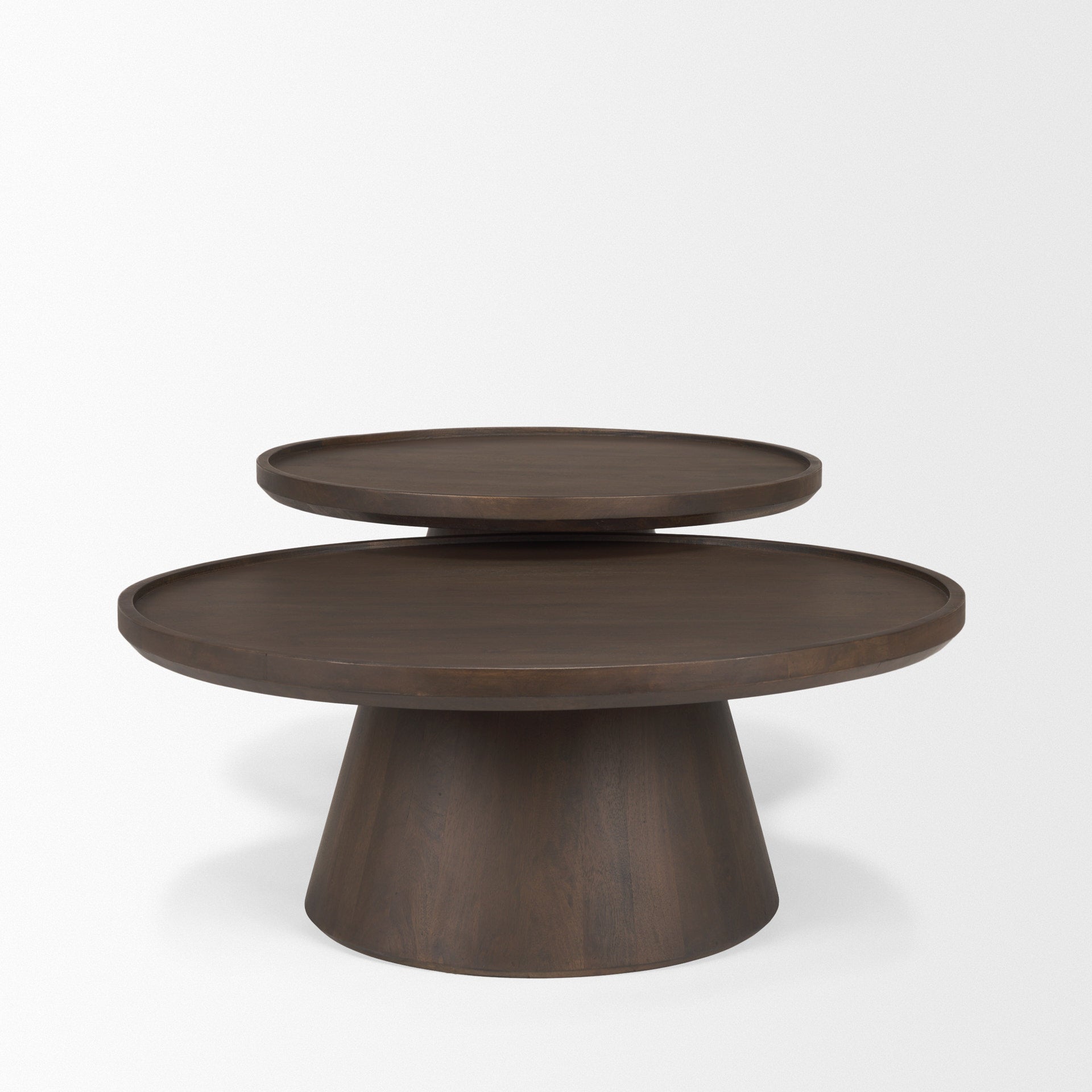 Takoda Dark Brown Wood Tapered Drum Nesting Coffee Tables - Calgary Furniture Store