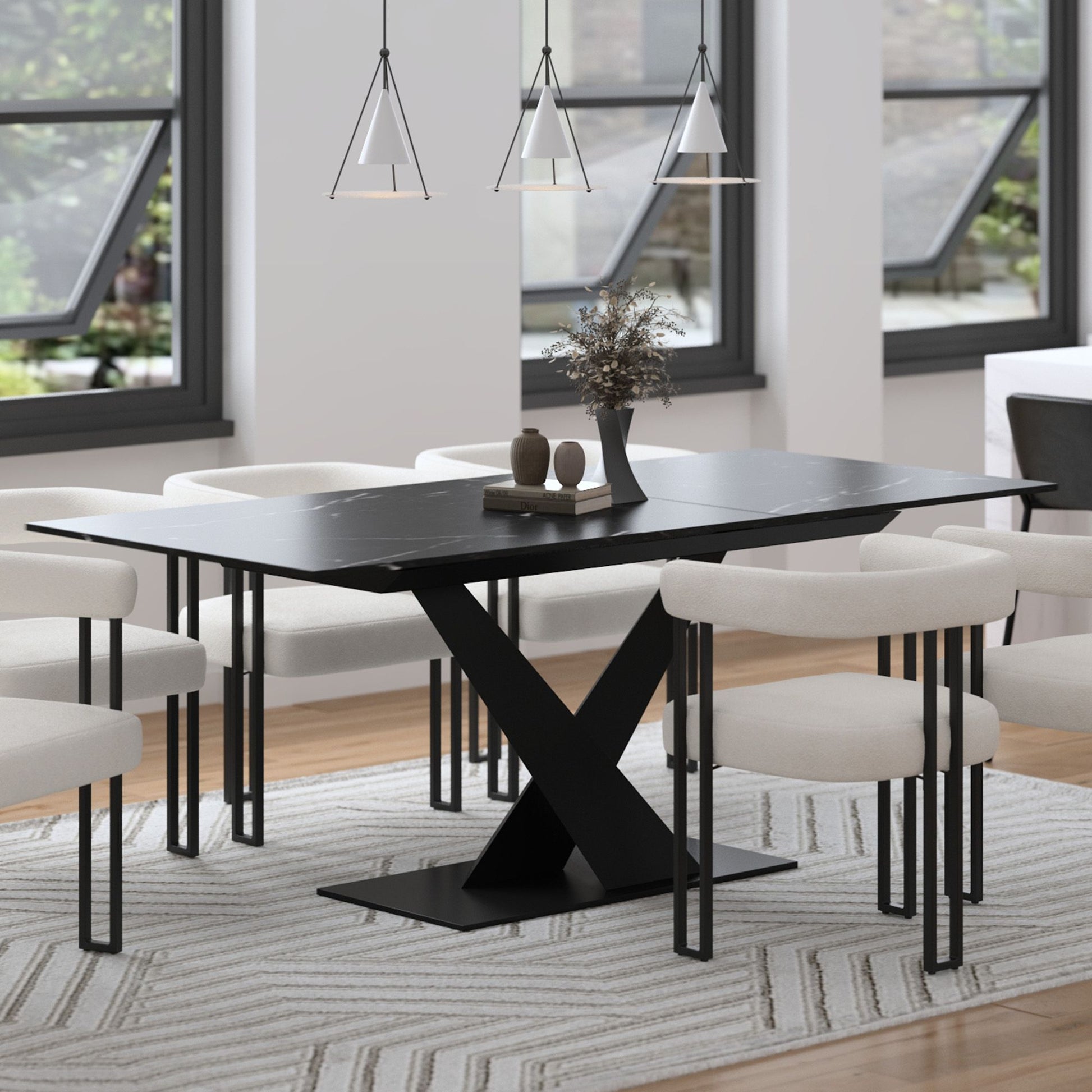 JULIUS DINING TABLE W/EXTENSION IN BLACK - Calgary Furniture Store