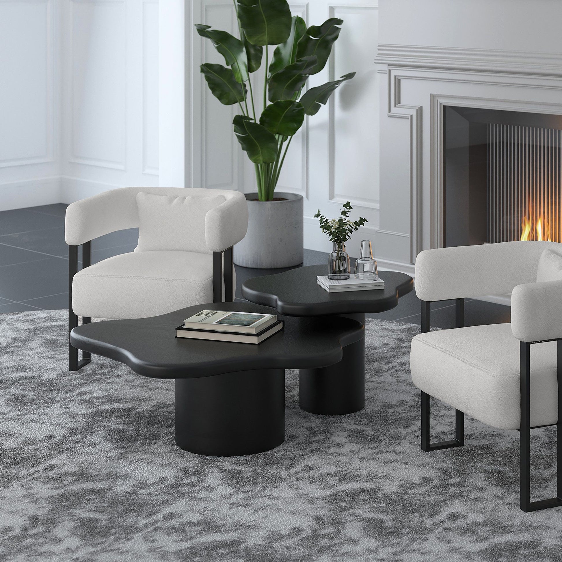 MAYAL 2PC COFFEE TABLE SET IN BLACK - Calgary Furniture Store