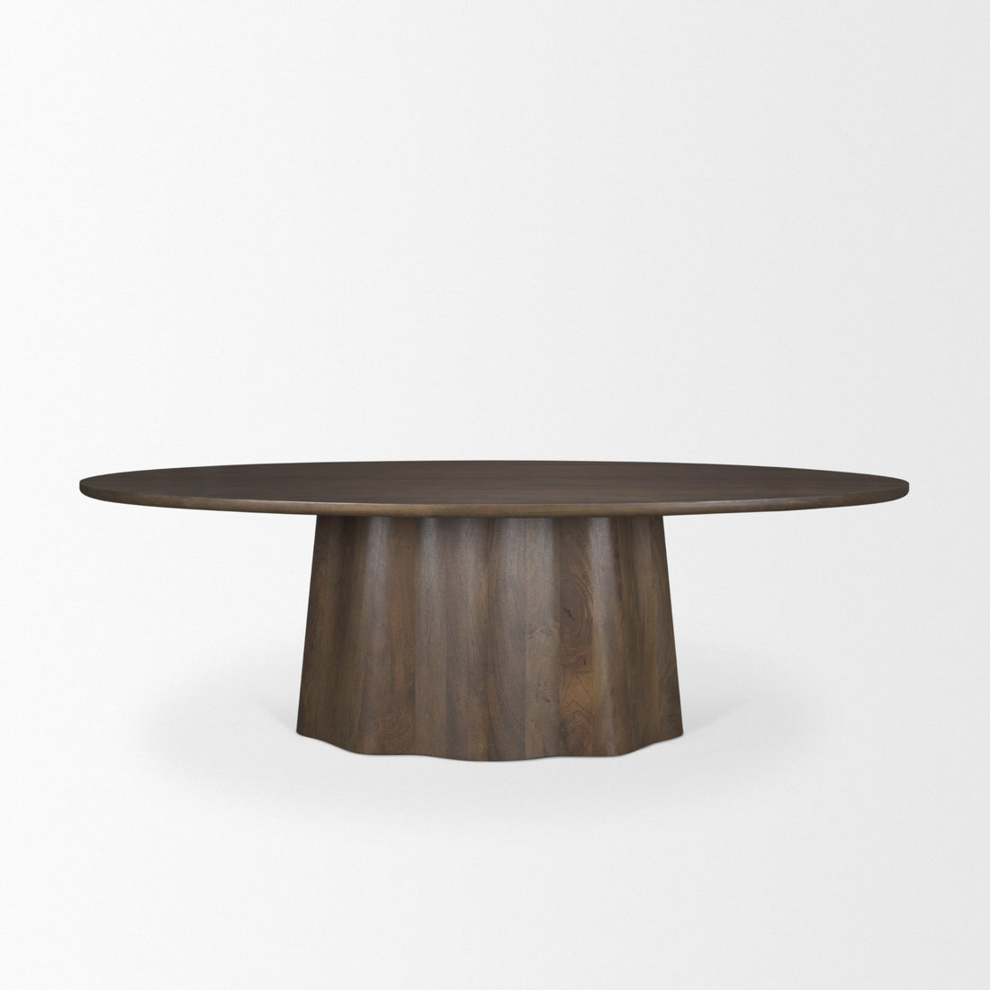 Jovani 94" Solid Dark Brown Mango Wood Oval Dining Table - Calgary Furniture Store