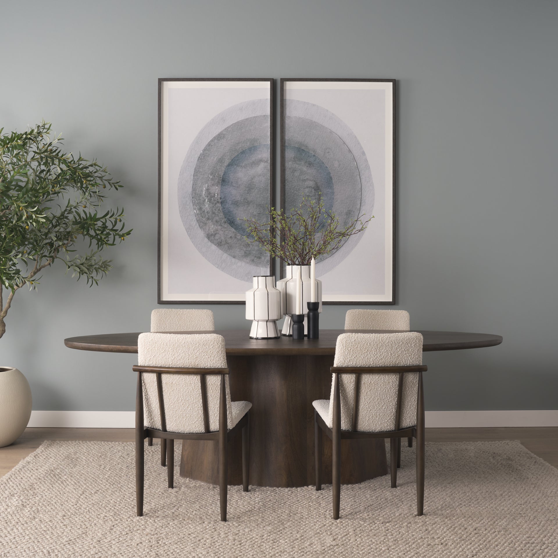 Jovani 94" Solid Dark Brown Mango Wood Oval Dining Table - Calgary Furniture Store