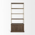 Baron Dark Brown Wood w/ Antiqued Aged Brass Metal 2-Door Open Shelving Unit - Calgary Furniture Store