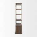 Baron Dark Brown Wood w/ Antiqued Aged Brass Metal 2-Door Open Shelving Unit - Calgary Furniture Store