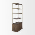 Baron Dark Brown Wood w/ Antiqued Aged Brass Metal 2-Door Open Shelving Unit - Calgary Furniture Store
