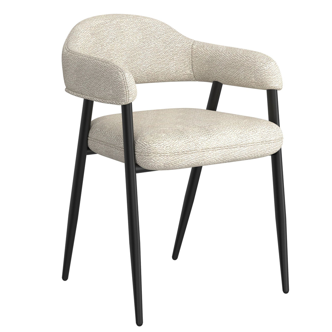 Archer Dining Chair, set of 2, in Beige Fabric and Black - Calgary Furniture Store