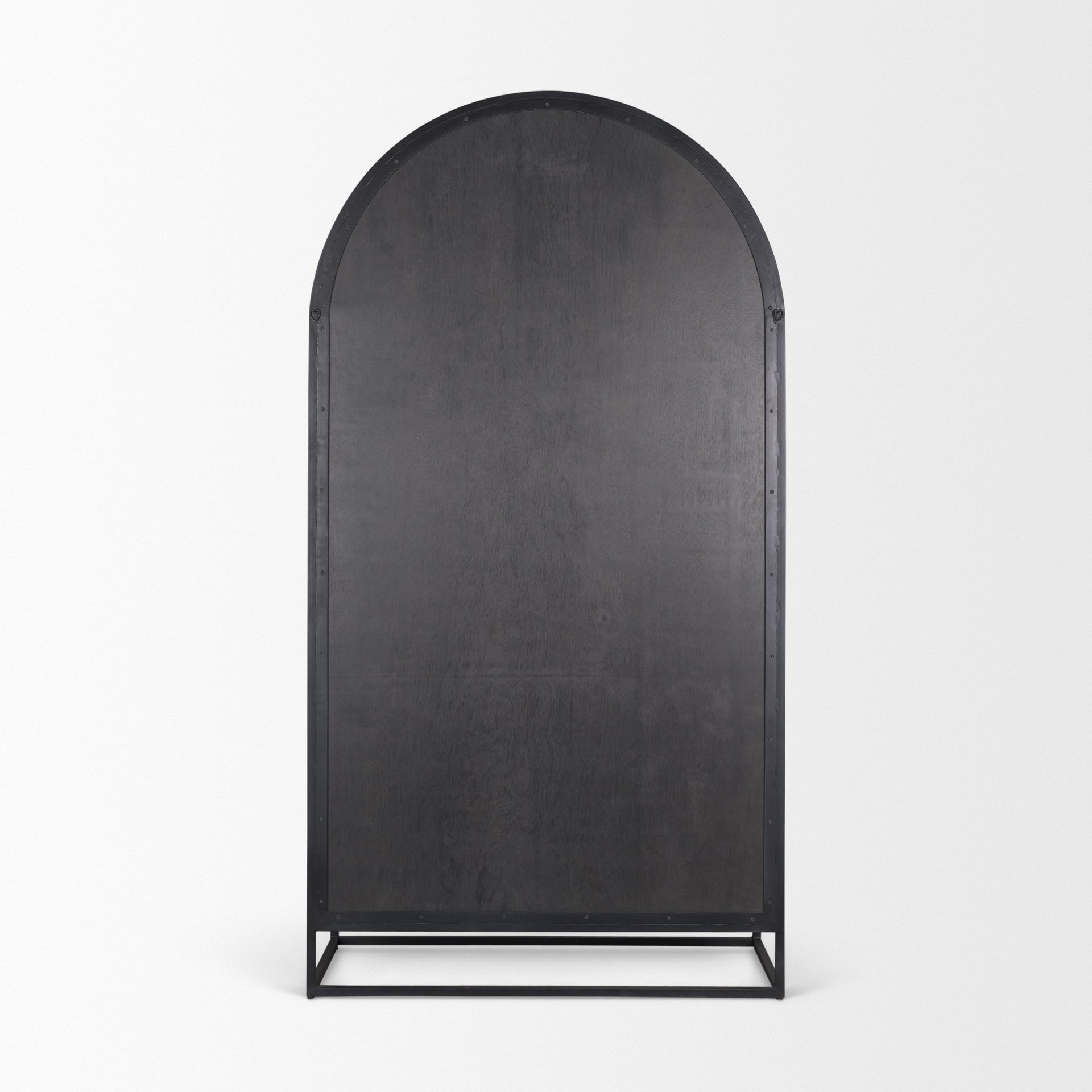 Sloan Arched Cabinet Black Wood W/Black Metal Frame - Calgary Furniture Store