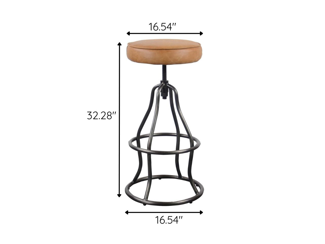 Bowie Cognac Leather Bar Stool - Calgary Furniture Store