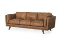 Brooks Cognac Brown Faux Leather Three Seater Sofa in Calgary in a white background