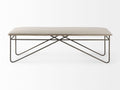 Camille Cream Fabric Seat W/ Metal Frame Bench in Calgary in a white background