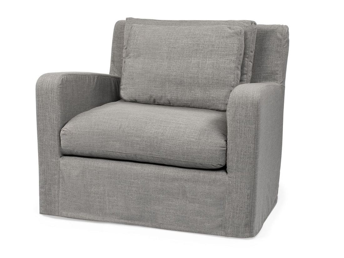 Denly III Flint Gray Slipcover Upholstered Arm Chair in Calgary in a white background