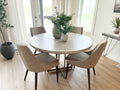 Faye Light Brown Round Dining Table - Calgary Furniture Store