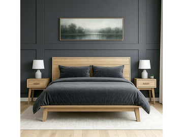 Gia Bed - Light Finish Solid Wood