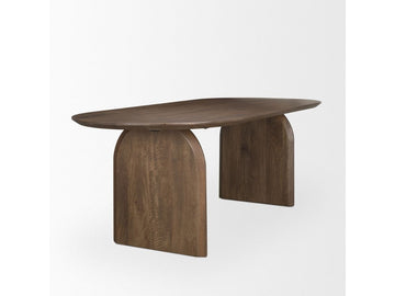 Isla Oval Dining Table w/Dark Brown Wood Top & Arched Legs