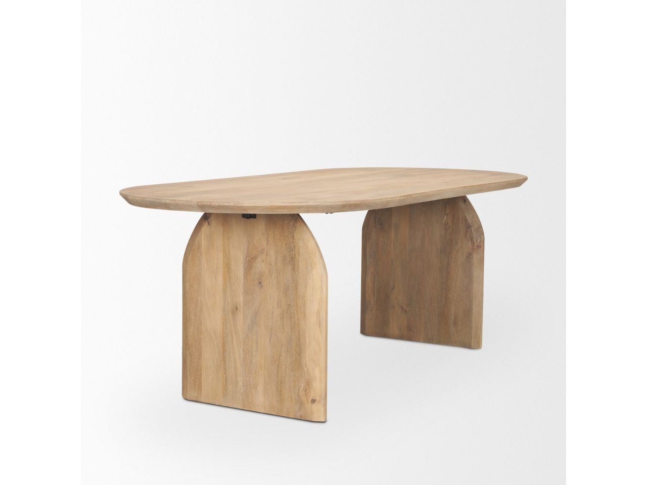 Isla Oval Dining Table w/Light Brown Wood Top & Arched Legs - Calgary Furniture Store