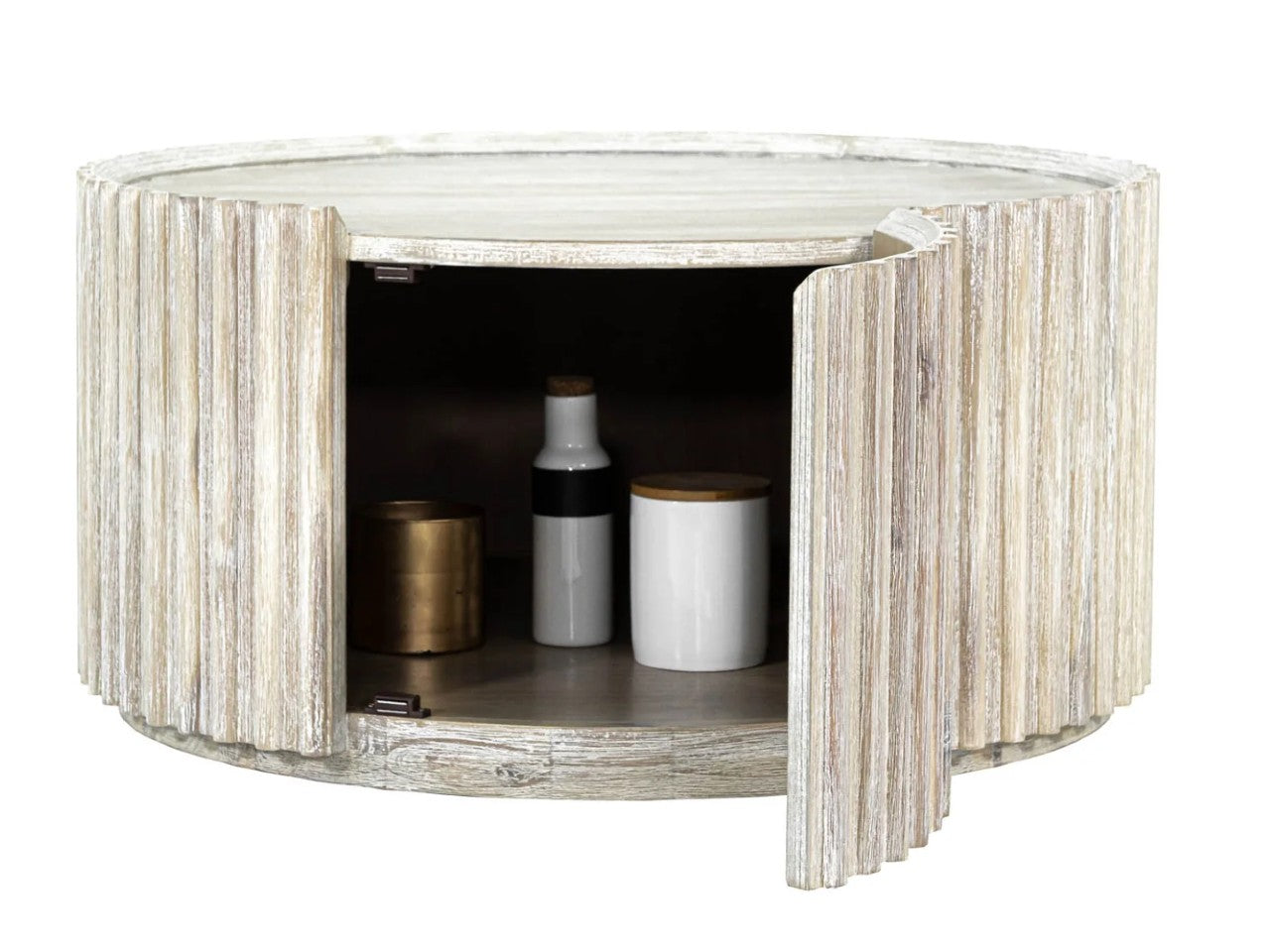 Oasis Round Coffee Table in Calgary with 1 Door opened