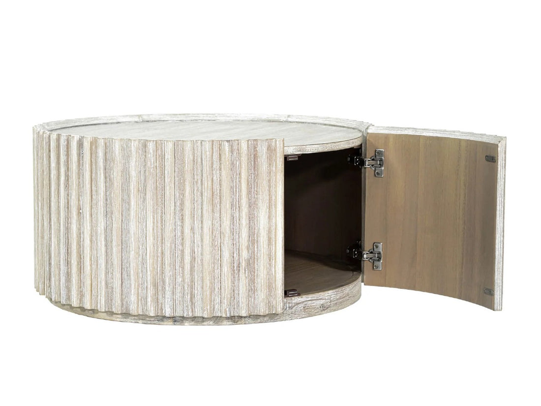 Oasis Round Coffee Table in Calgary with 1 Door opened
