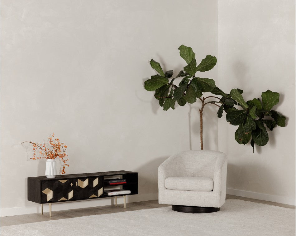 Oscy Swivel Chair - Splashed White