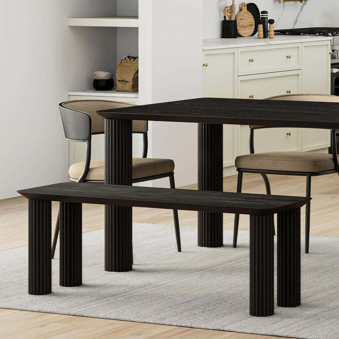 Sangra 71" Bench in Black - Calgary Furniture Store