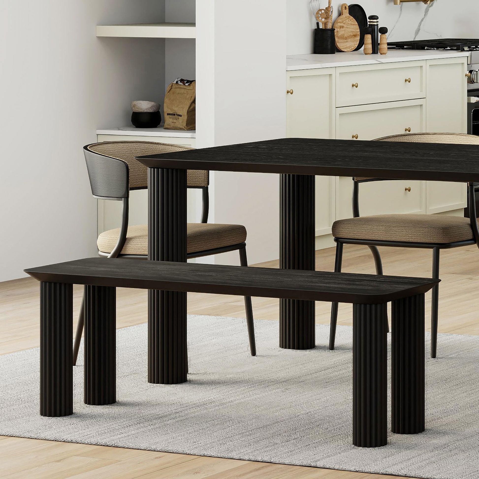 Sangra 71" Bench in Black - Calgary Furniture Store