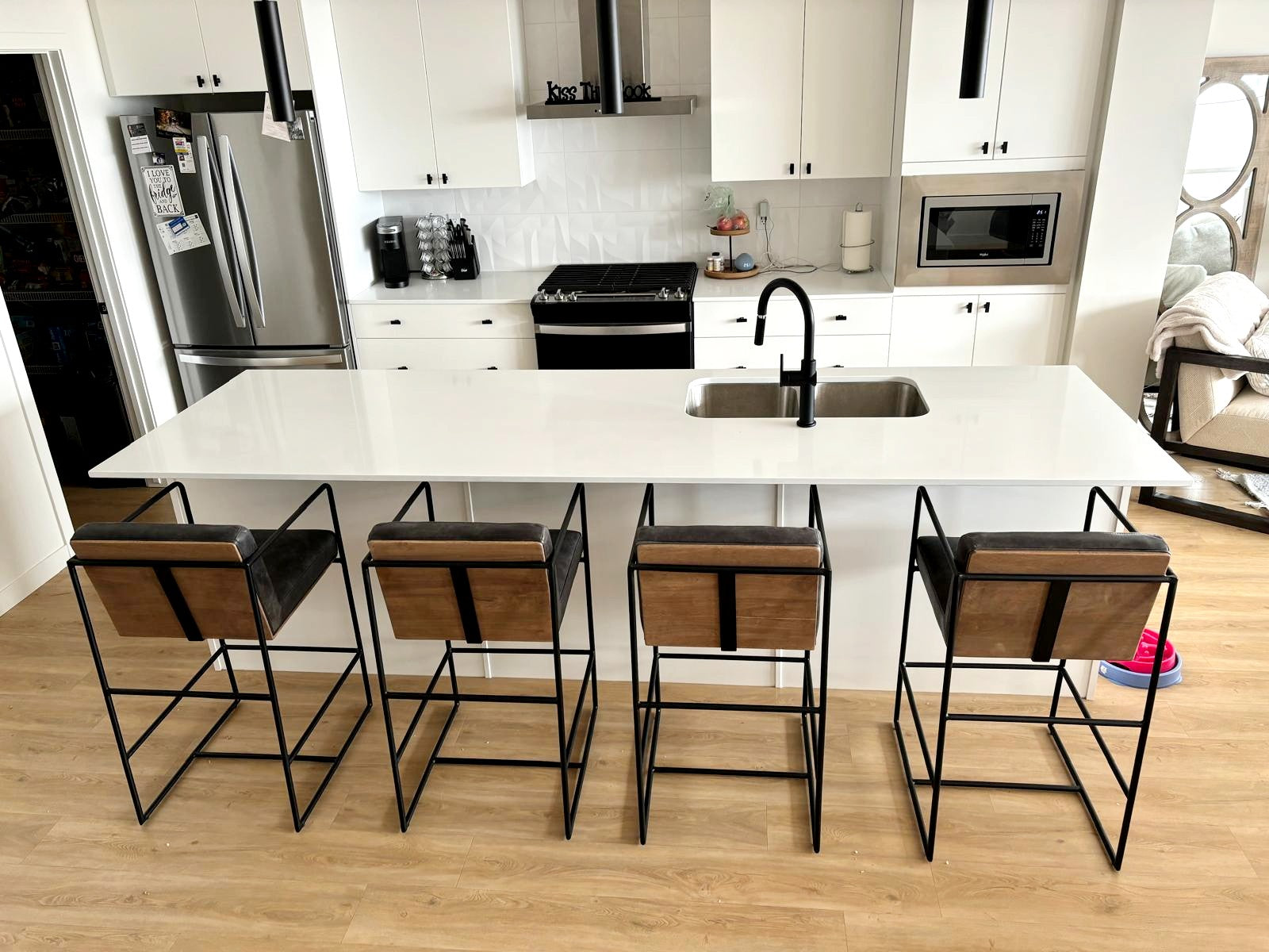 Stamford Black Leather Counter Stool - Calgary Furniture Store