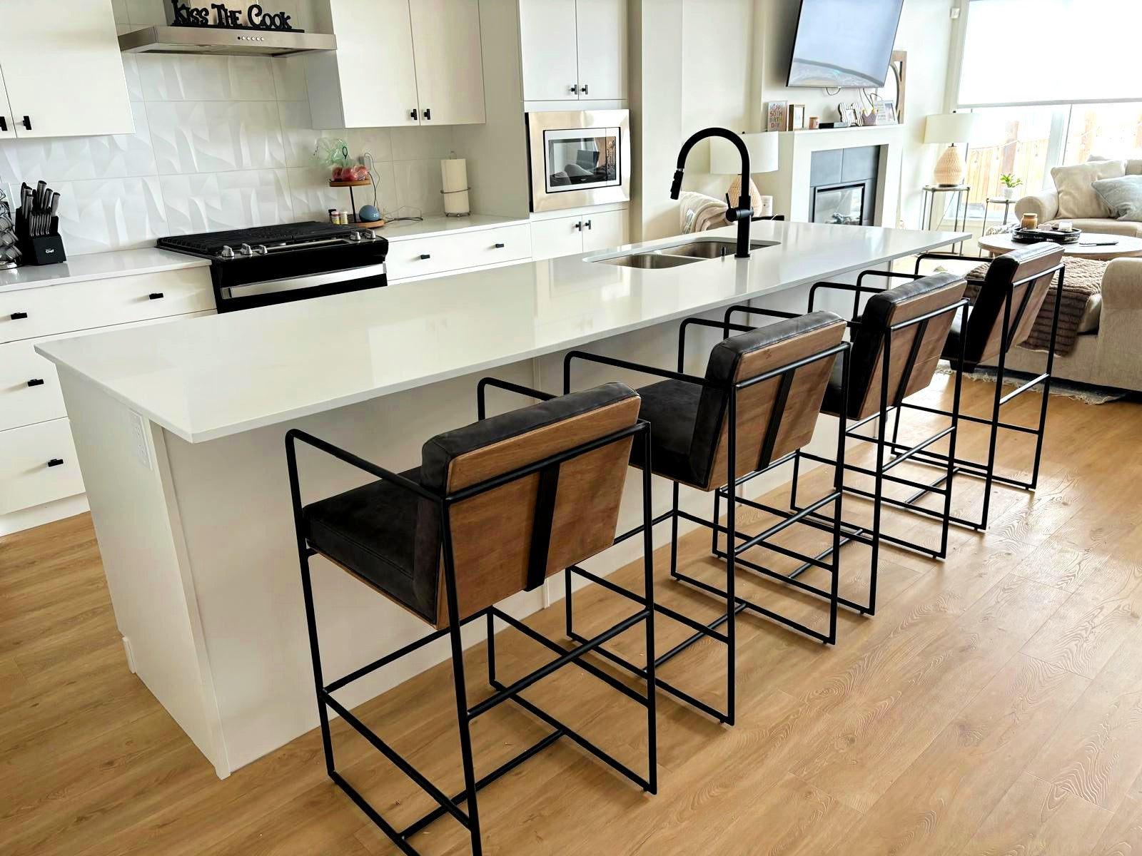 Stamford Black Leather Counter Stool - Calgary Furniture Store