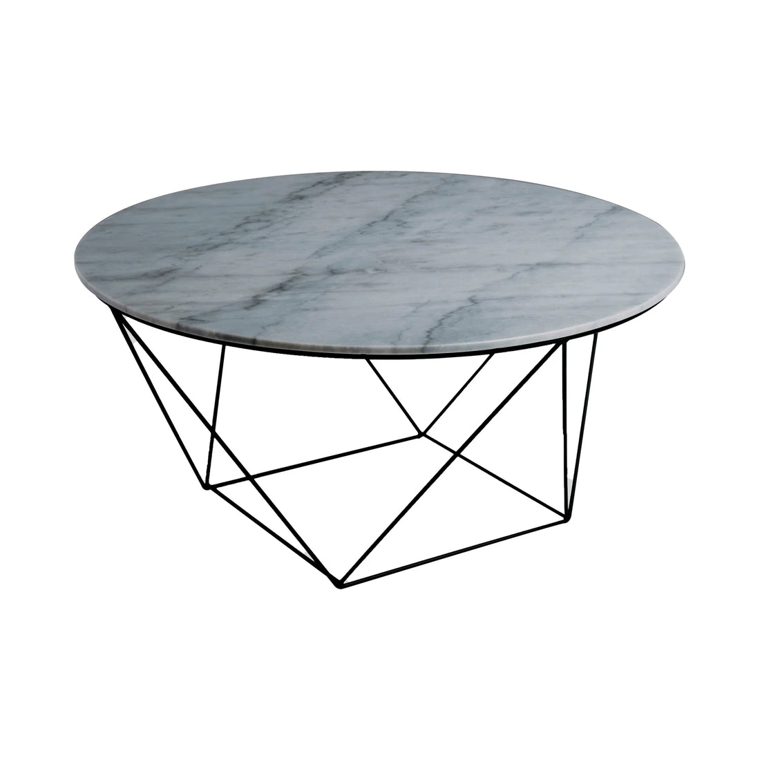 Valencia Round Coffee Table - Grey Marble/Black Matte - Calgary Furniture Store