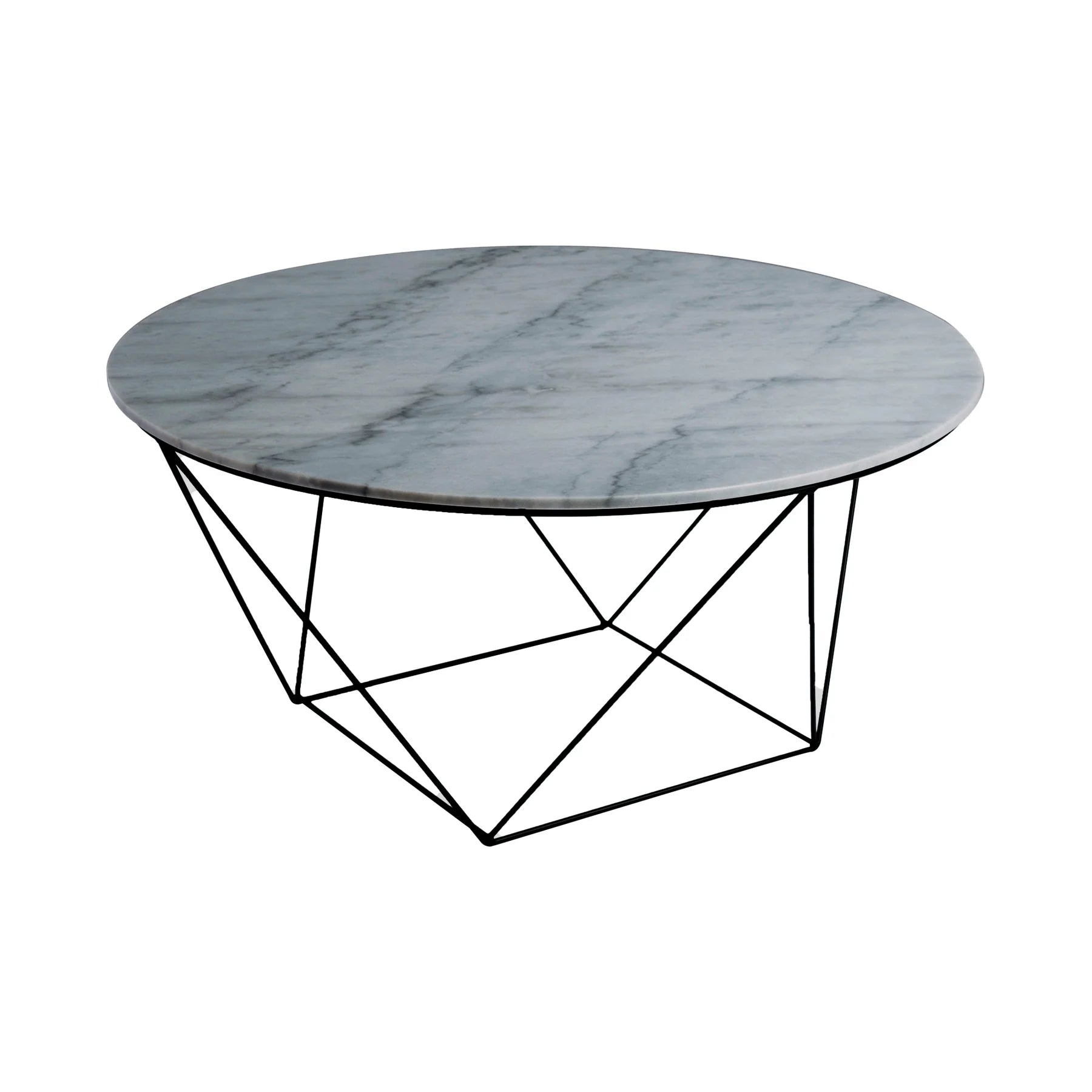 Valencia Round Coffee Table - Grey Marble/Black Matte - Calgary Furniture Store