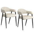 Archer Dining Chair, set of 2, in Beige Fabric and Black - Calgary Furniture Store