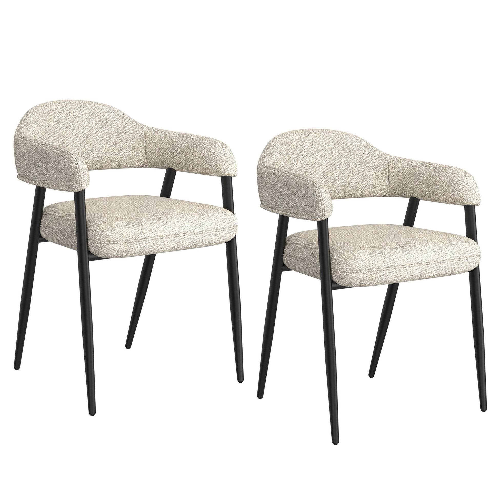 Archer Dining Chair, set of 2, in Beige Fabric and Black - Calgary Furniture Store