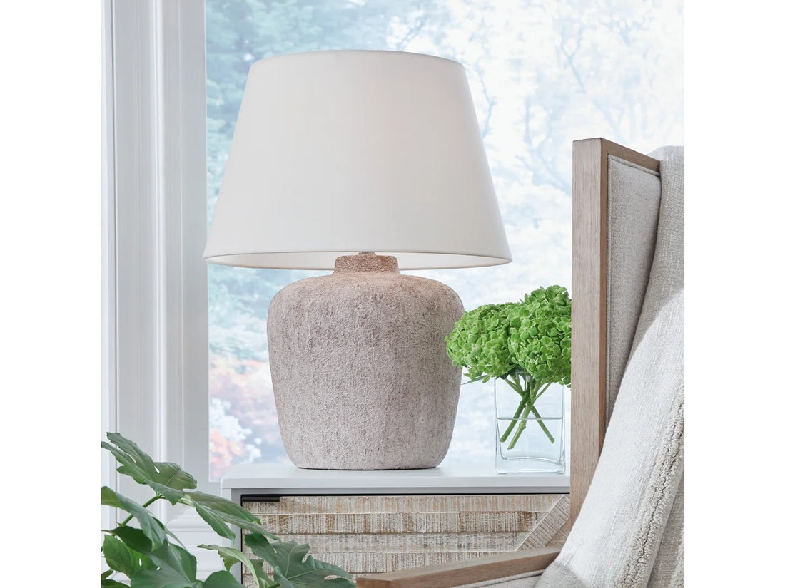 Danry - Distressed Cream - Metal Table Lamp - Calgary Furniture Store