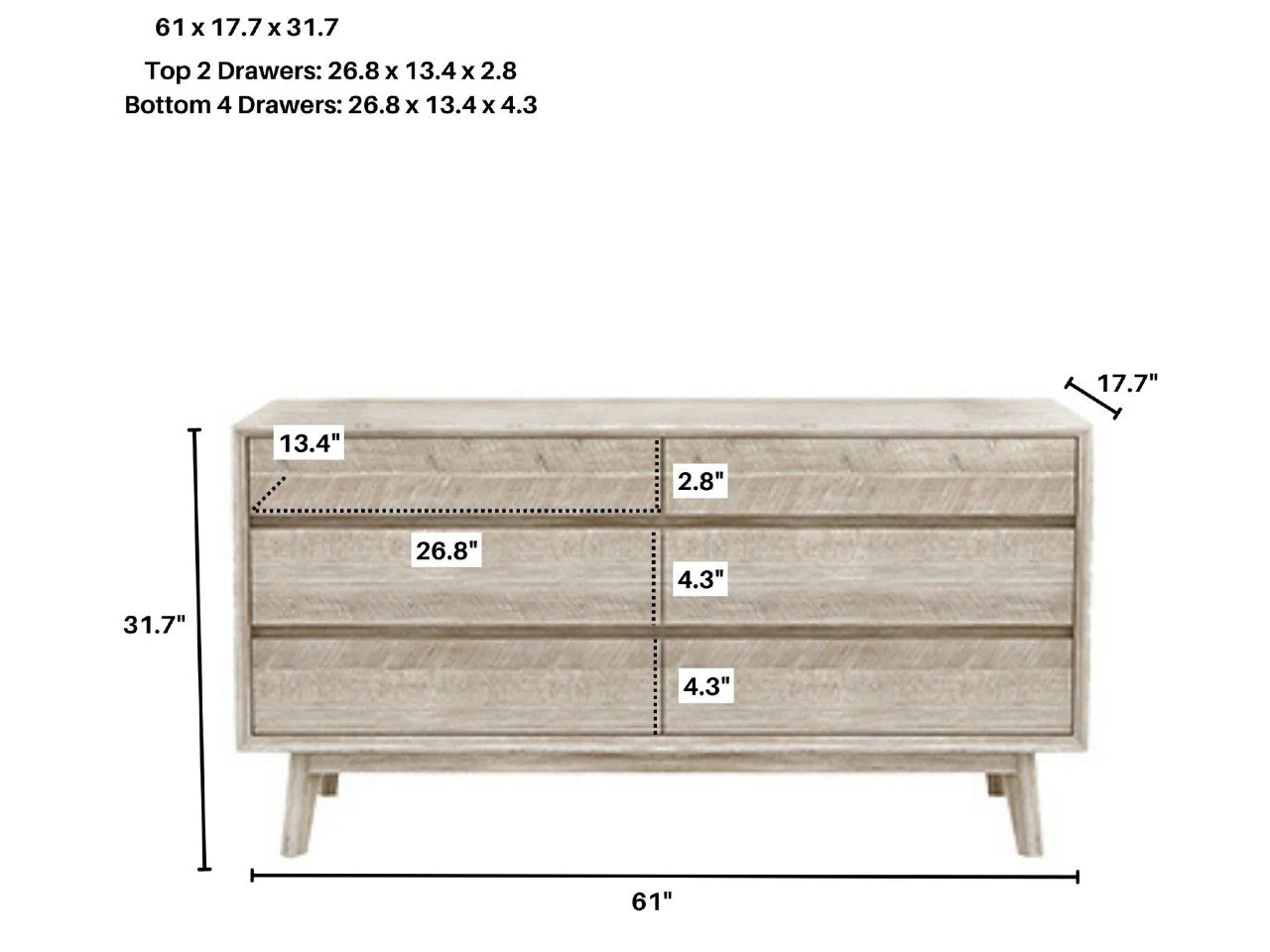 Gia Six Drawer Dresser | Calgary Furniture Store