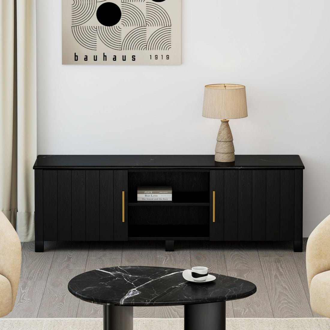 CAMDEN MEDIA CABINET IN BLACK - Calgary Furniture Store