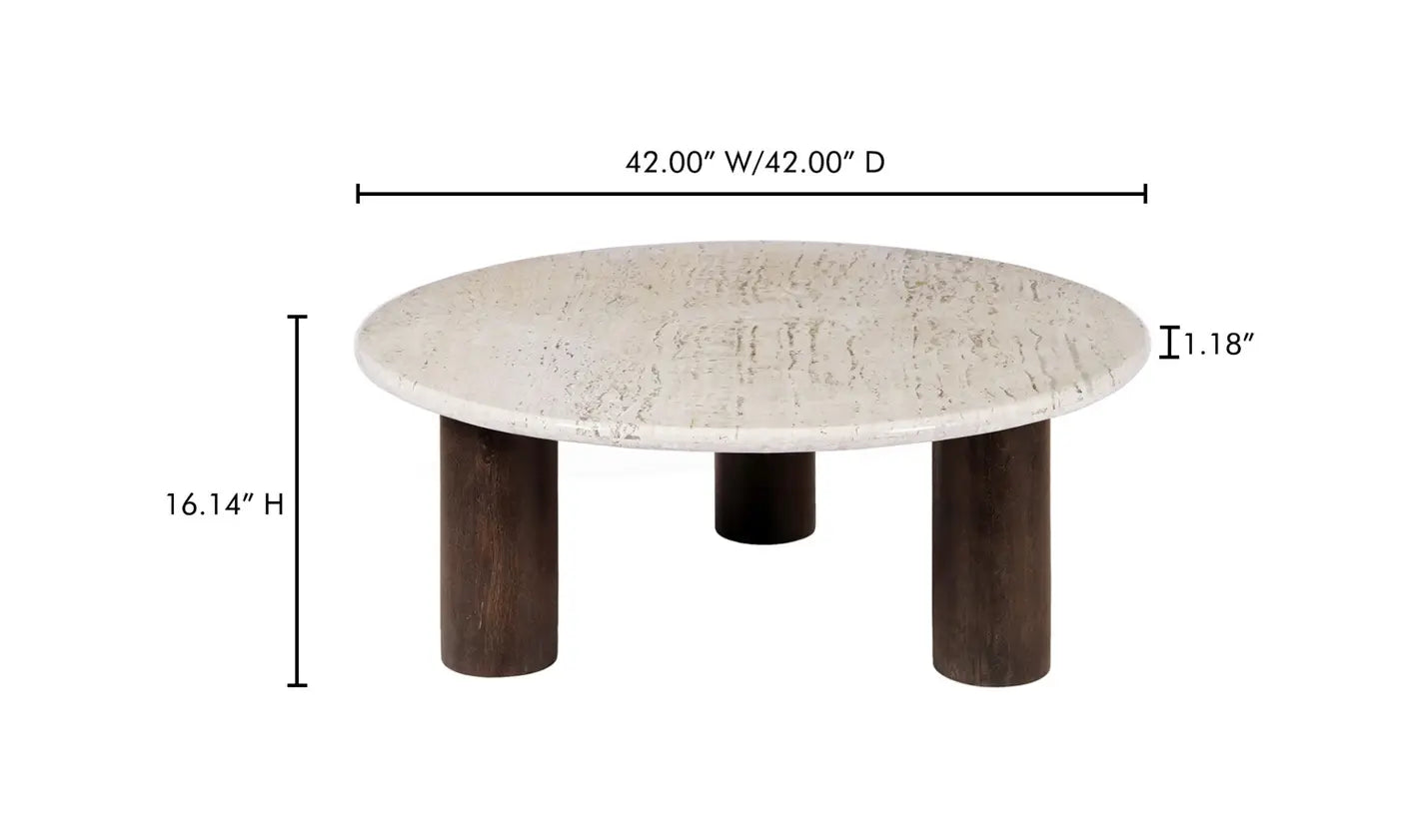 Landon Round Coffee Table Beige Travertine - Moe's - Calgary Furniture Store