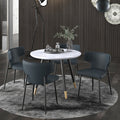Olis Dining Chair- in Black Faux Leather and Black - Calgary Furniture Store