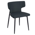 Olis Dining Chair- in Black Faux Leather and Black - Calgary Furniture Store
