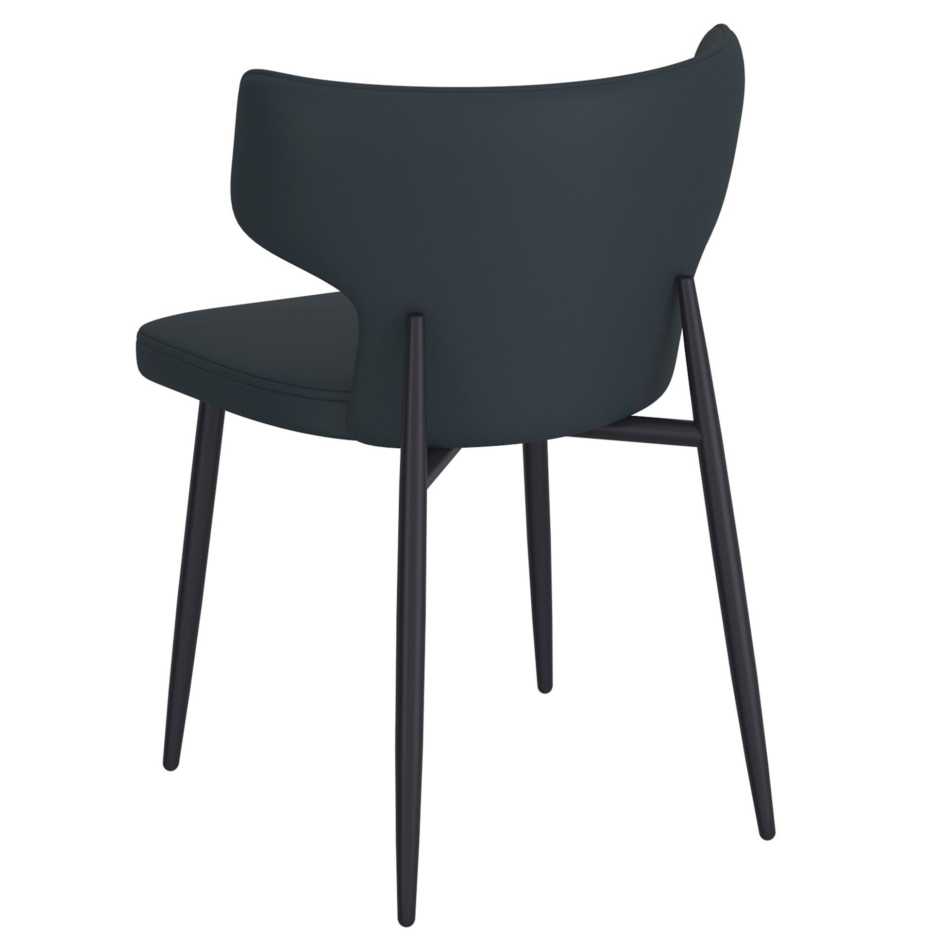 Olis Dining Chair- in Black Faux Leather and Black - Calgary Furniture Store