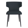 Olis Dining Chair- in Black Faux Leather and Black - Calgary Furniture Store