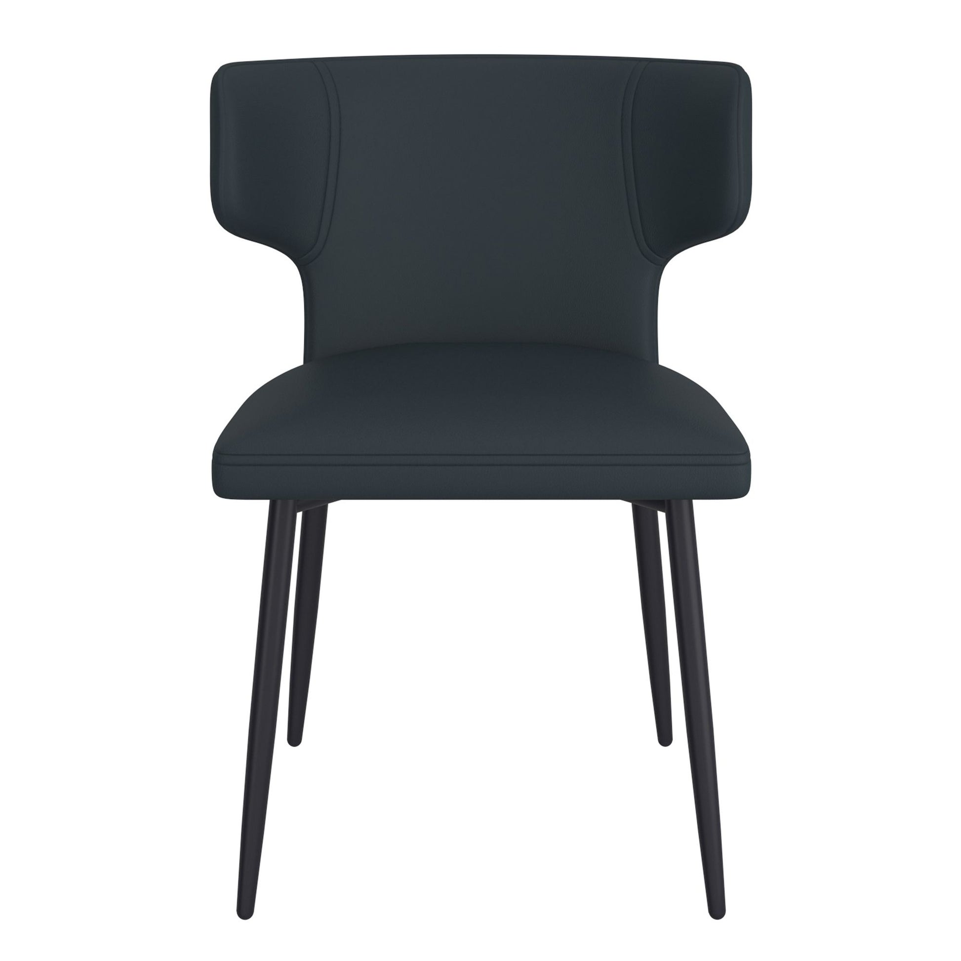 Olis Dining Chair- in Black Faux Leather and Black - Calgary Furniture Store