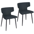 Olis Dining Chair- in Black Faux Leather and Black - Calgary Furniture Store