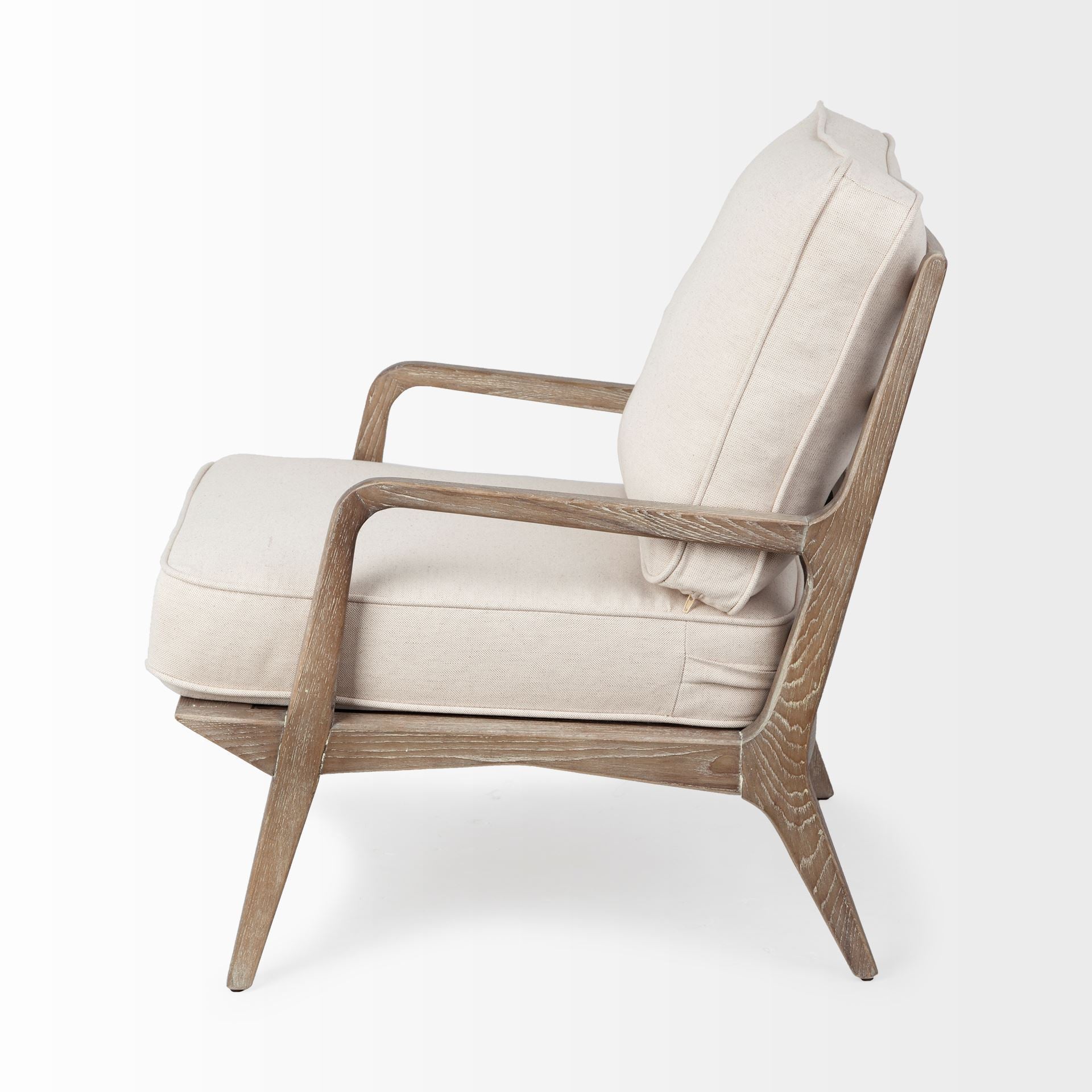 Harman II Wood Frame Accent Chair - Off-White Fabric Seat | Calgary's Furniture Store | Calgary Accent Chairs