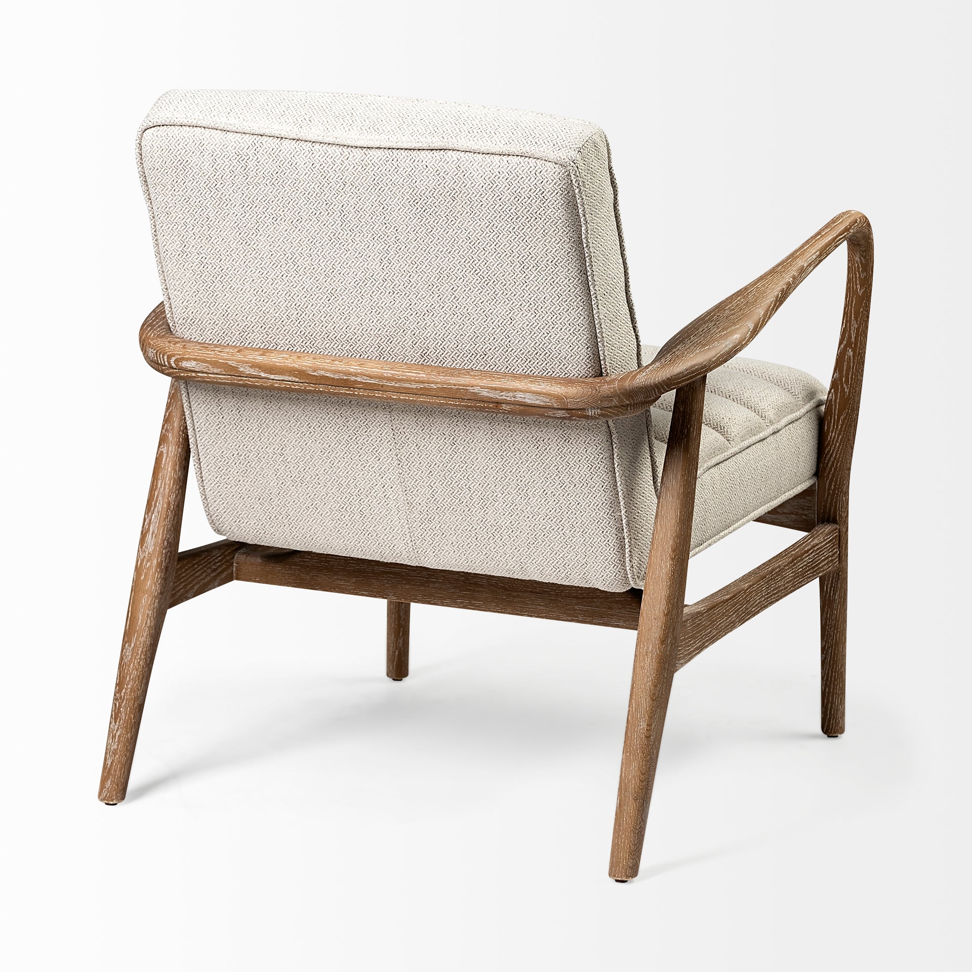 Ajax II Wooden Frame Accent Chair- Cream Fabric Covered Cushion | Calgary Furniture Store