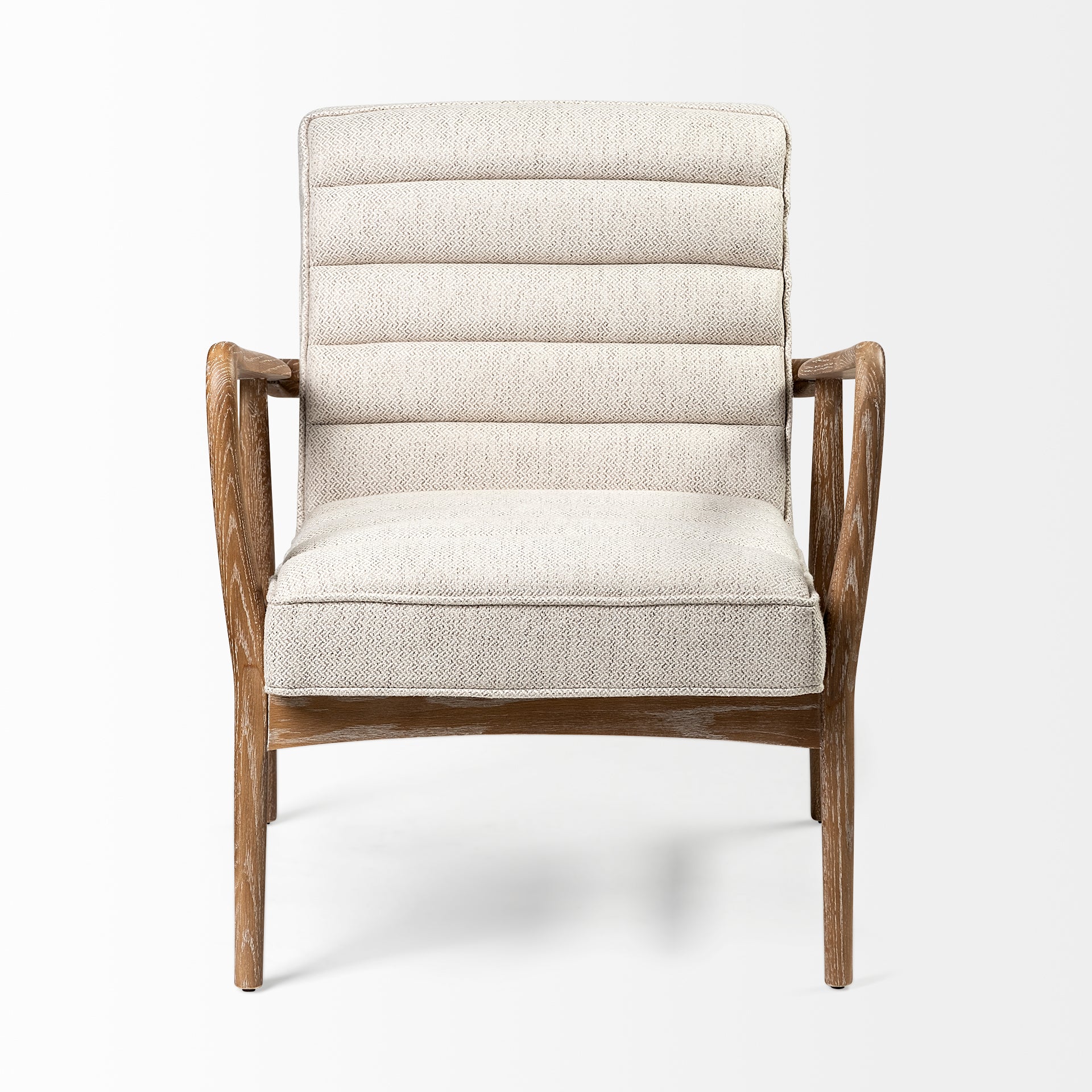 Ajax II Wooden Frame Accent Chair- Cream Fabric Covered Cushion | Calgary Furniture Store
