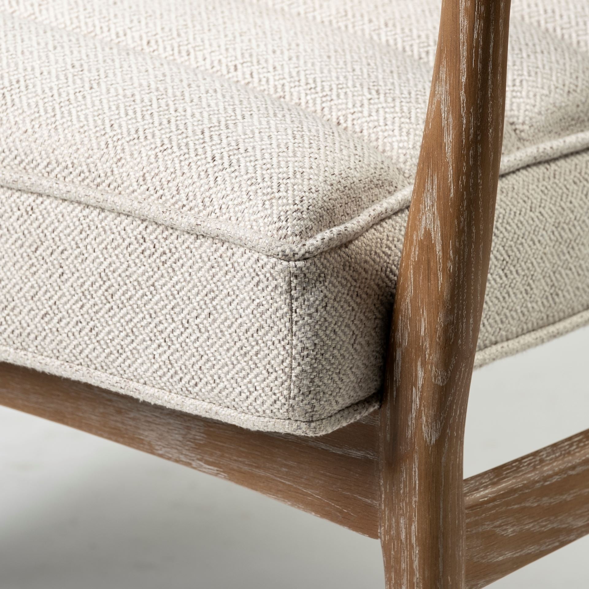 Ajax II Wooden Frame Accent Chair- Cream Fabric Covered Cushion | Calgary Furniture Store
