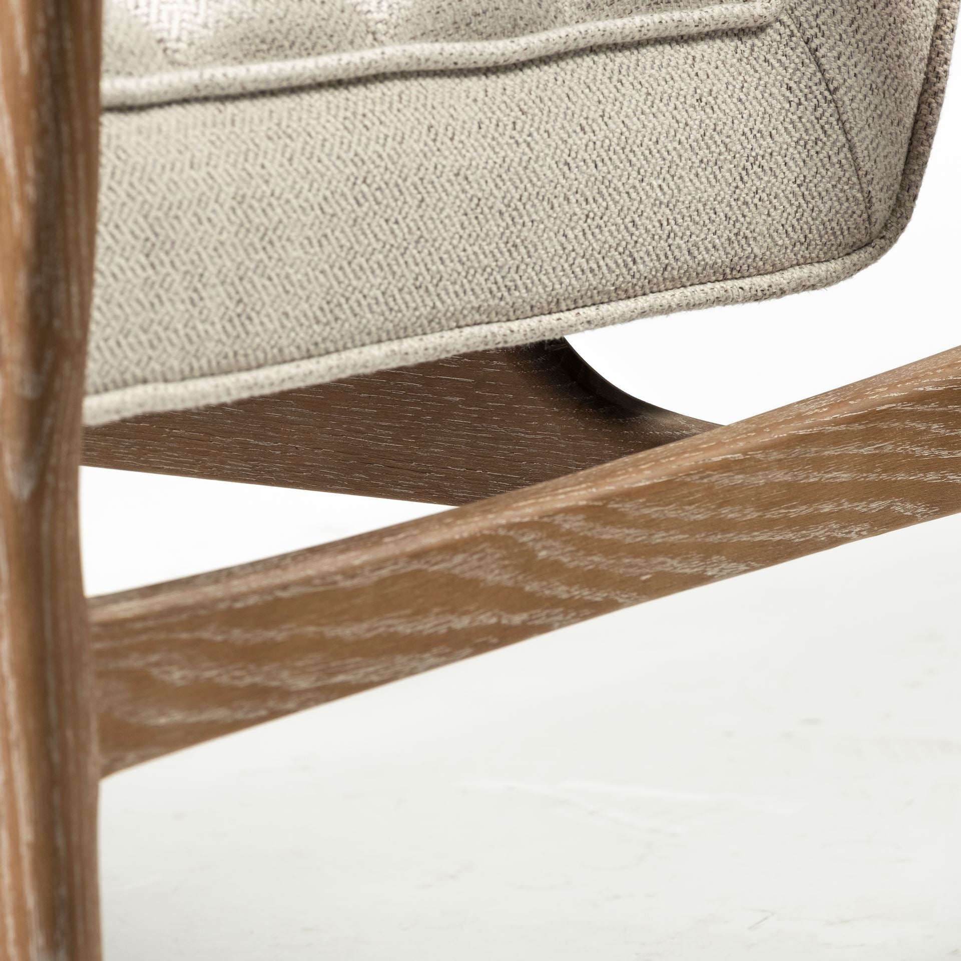 Ajax II Wooden Frame Accent Chair- Cream Fabric Covered Cushion | Calgary Furniture Store