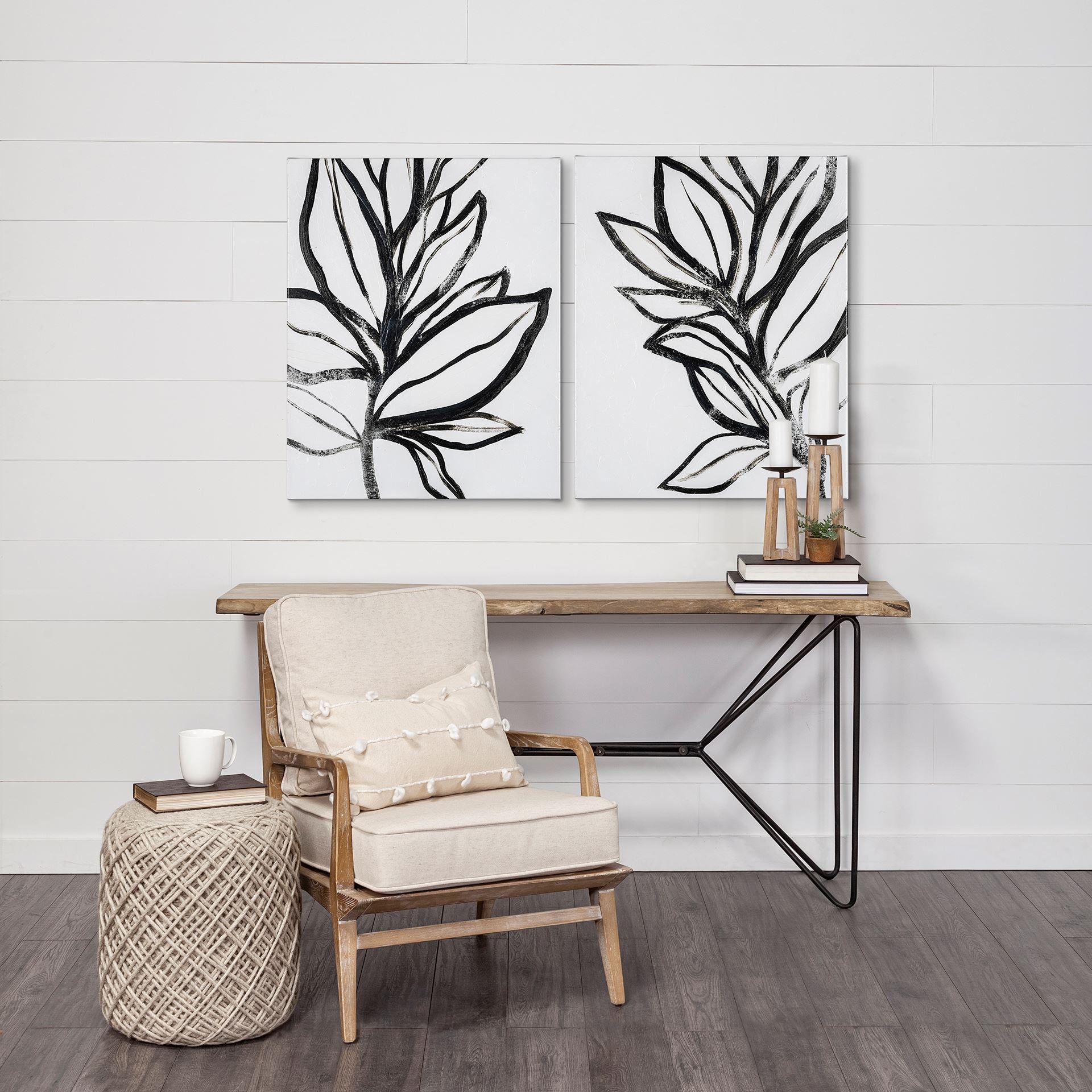 Harman II Wood Frame Accent Chair - Off-White Fabric Seat | Calgary's Furniture Store | Calgary Accent Chairs